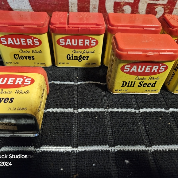 Sauers Sauer's Spices Metal Tins Vintage - Picture 11 of 17